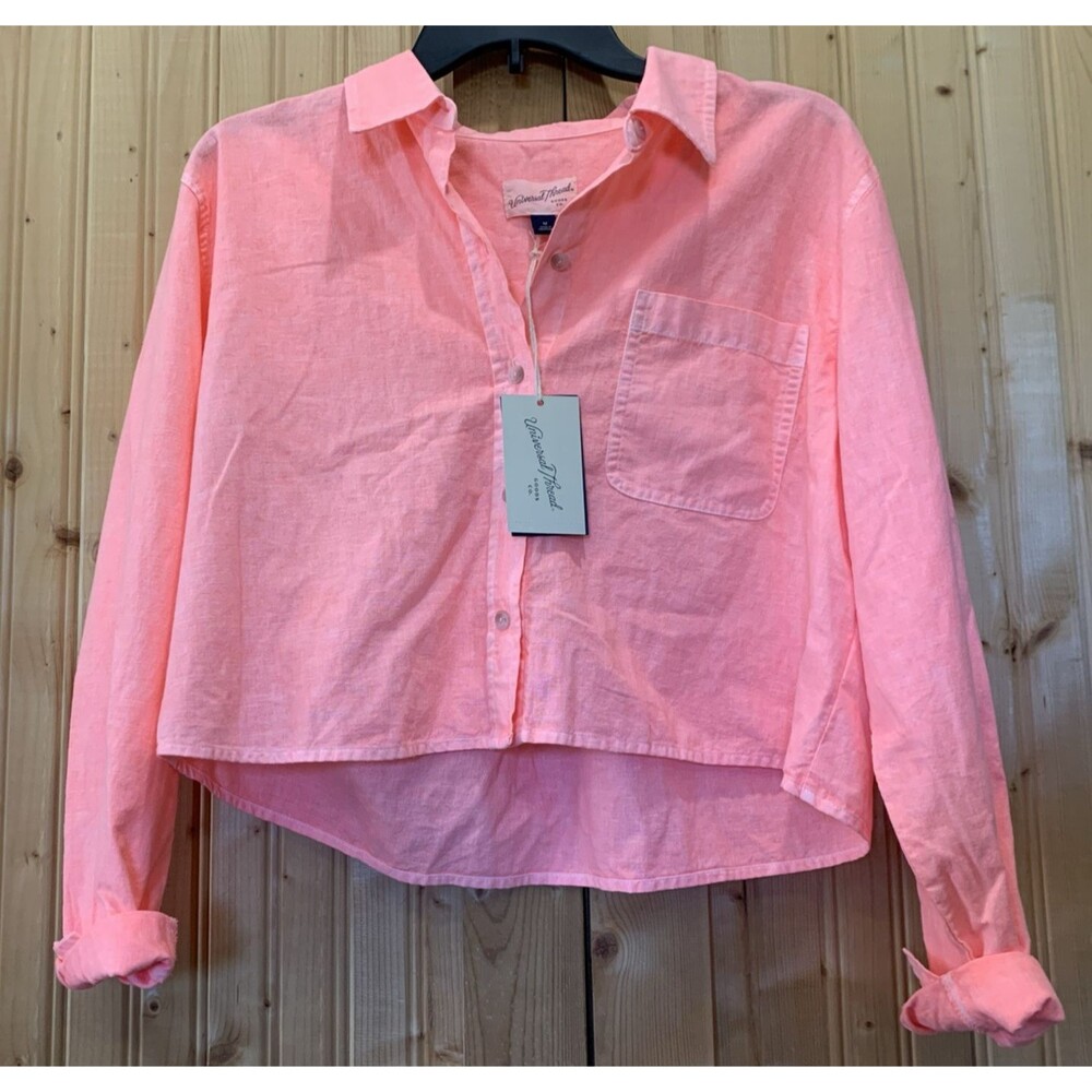 Universal Thread - NEW - Women’s Med Linen Blend Sherbert Orange - Cropped Top